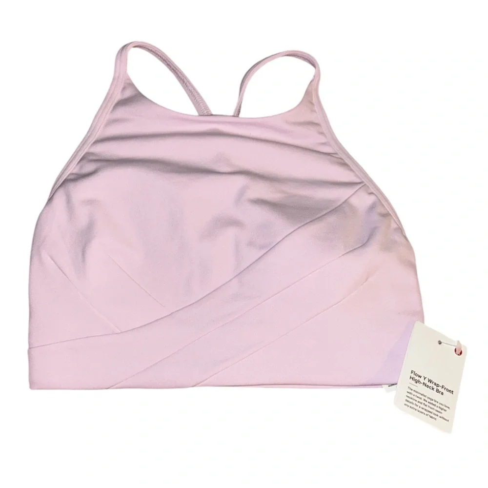 NWT Lululemon Flow Y Wrap-Front High-Neck Bra in Meadowsweet Pink size 2 - Picture 8 of 12
